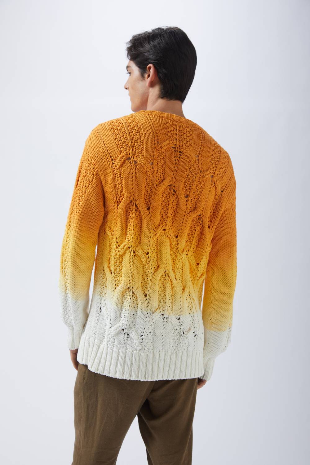 ﻿Kangra Cashmere Maglia In Cotone Con Trecce Tintura Sfumata Negozi Online