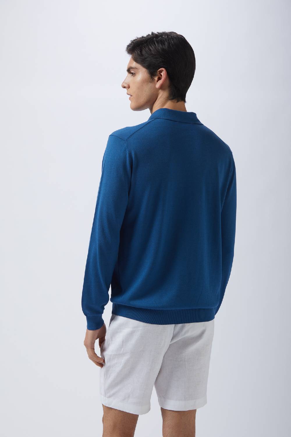 Kangra Cashmere Polo Manica Lunga Rasata In Seta e Cotone Consegna Veloce