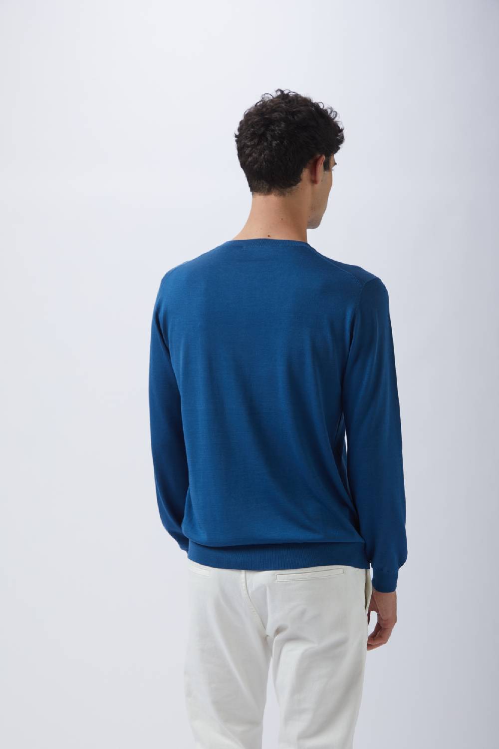 Kangra Cashmere Maglia Girocollo Rasata in Seta e Cotone Novità