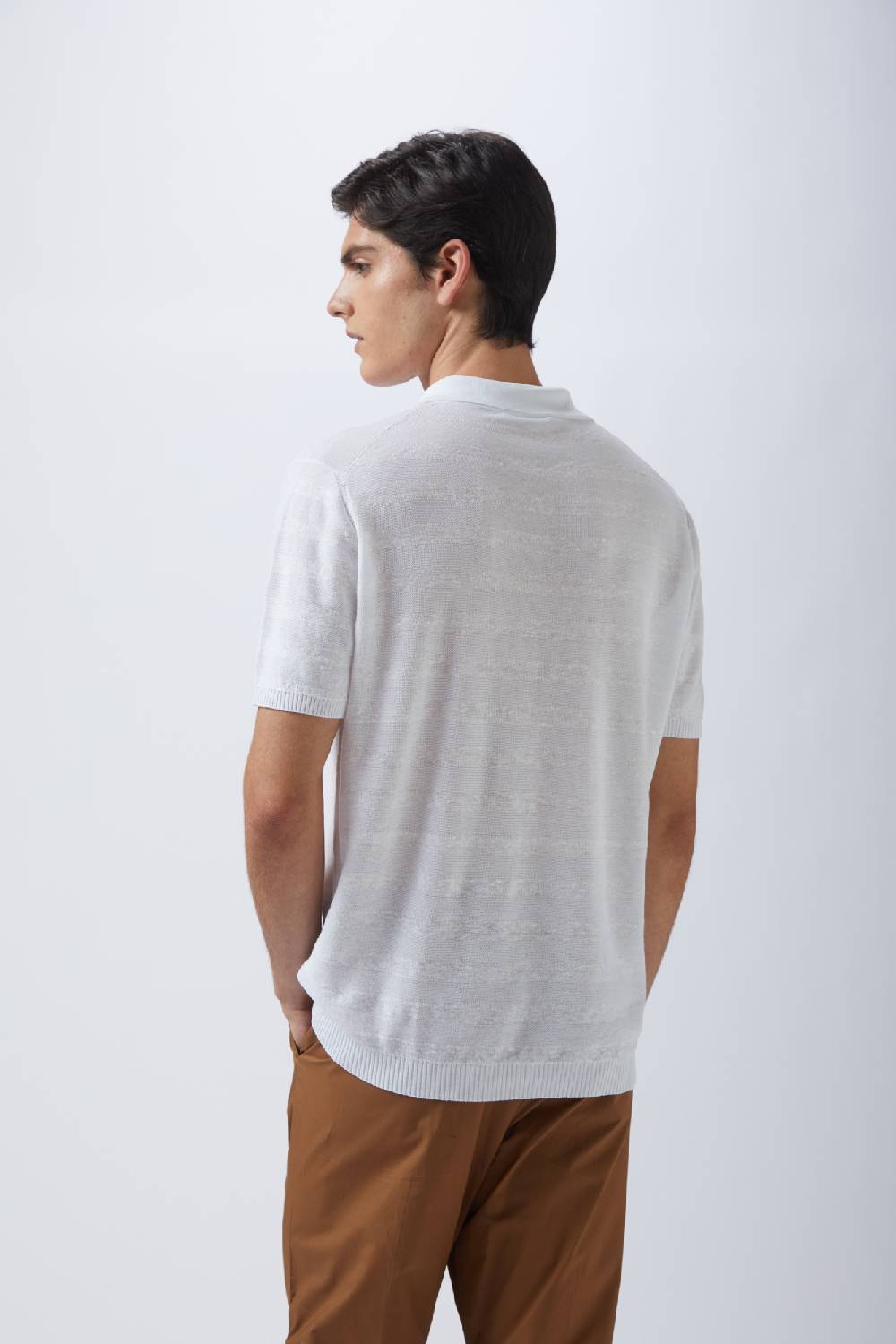 Kangra Cashmere Polo Mezza Manica Rigata in Cotone e Lino Presa