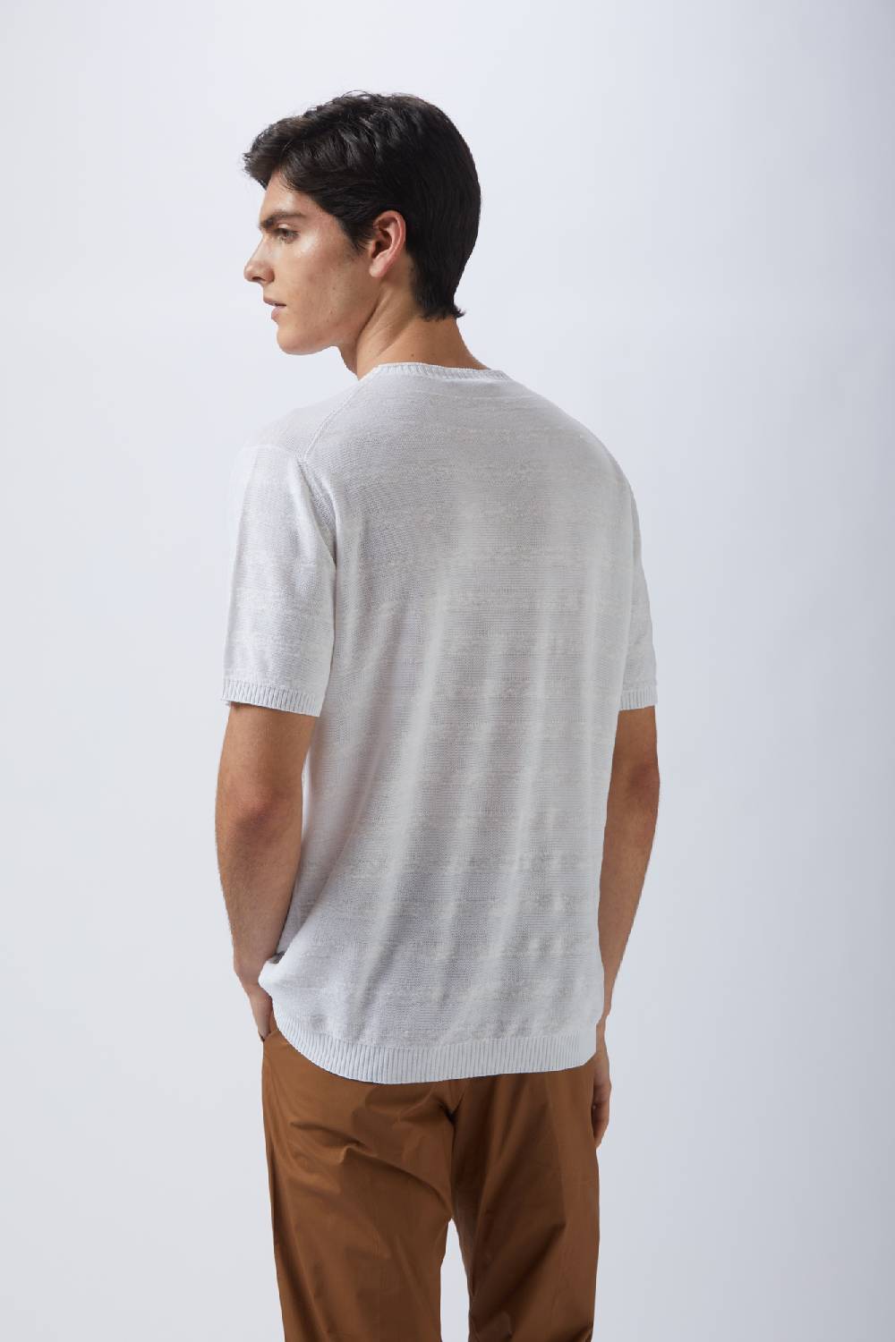 Kangra Cashmere Girocollo Mezza Manica Rigato in Cotone e Lino Sconto