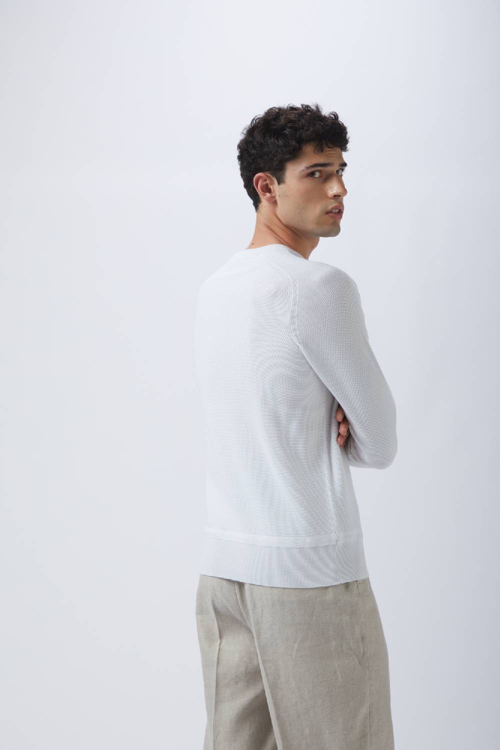 Kangra Cashmere Girocollo Punto Speciale in Cotone In Vendita