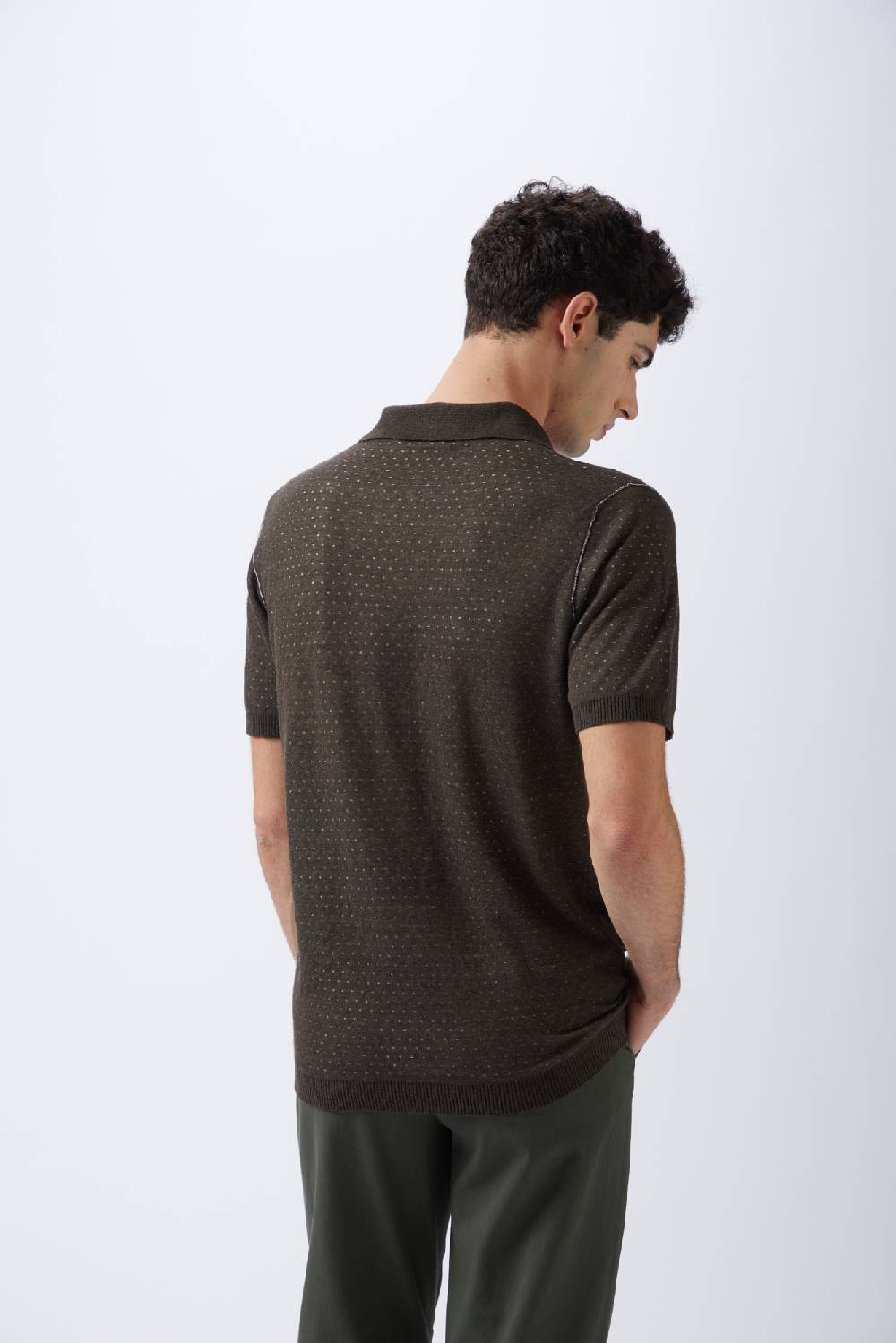 Kangra Cashmere Polo Mezza Manica Pois Bicolore Vendita Calda