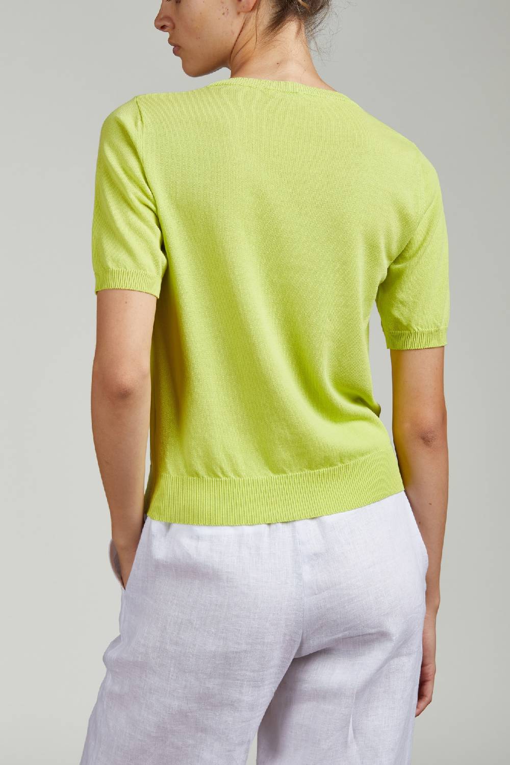 Kangra Cashmere Maglia In Cotone Con Manica al Gomito Spedizione Gratuita
