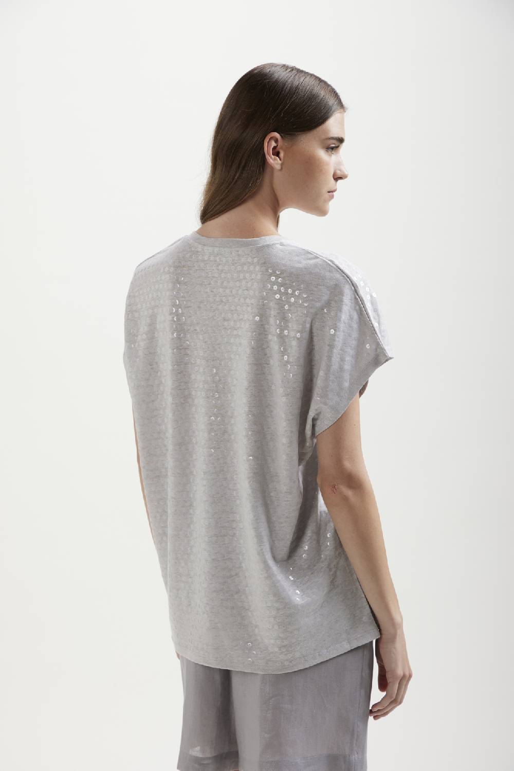 Kangra Cashmere Maglia Scollo V Over Con Stampa Paillettes Soddisfazione Garantita