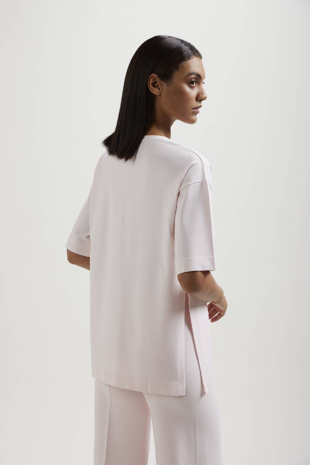 Kangra Cashmere Maglia Girocollo Over Rasata Con Spacchi Promozione Limitata