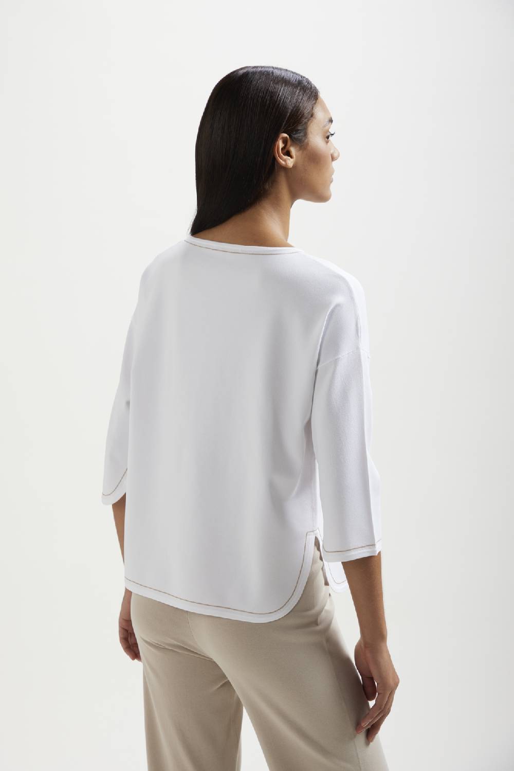 Kangra Cashmere Barchetta Rasata Stondata Con Impuntura A Contrasto Prezzo Ridotto