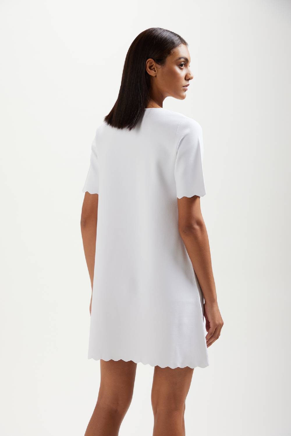 Kangra Cashmere Mini Abito Manica Corta E Punto Milano con Dentello Novità