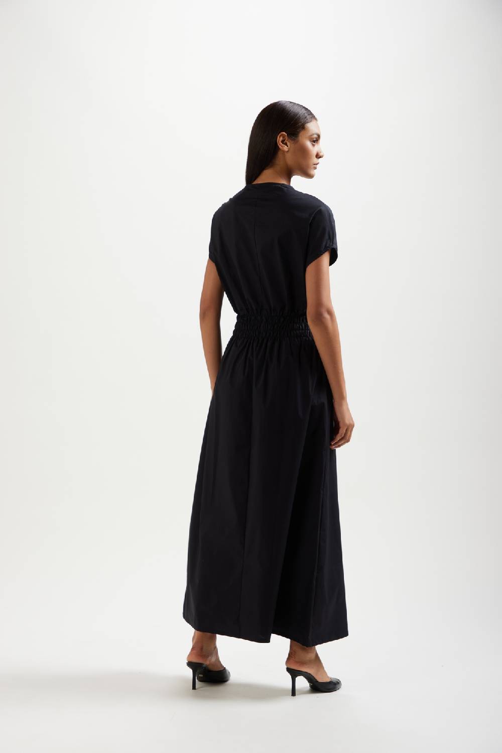 Kangra Cashmere Abito Lungo Con Fascione Elastico In Popeline Offerta