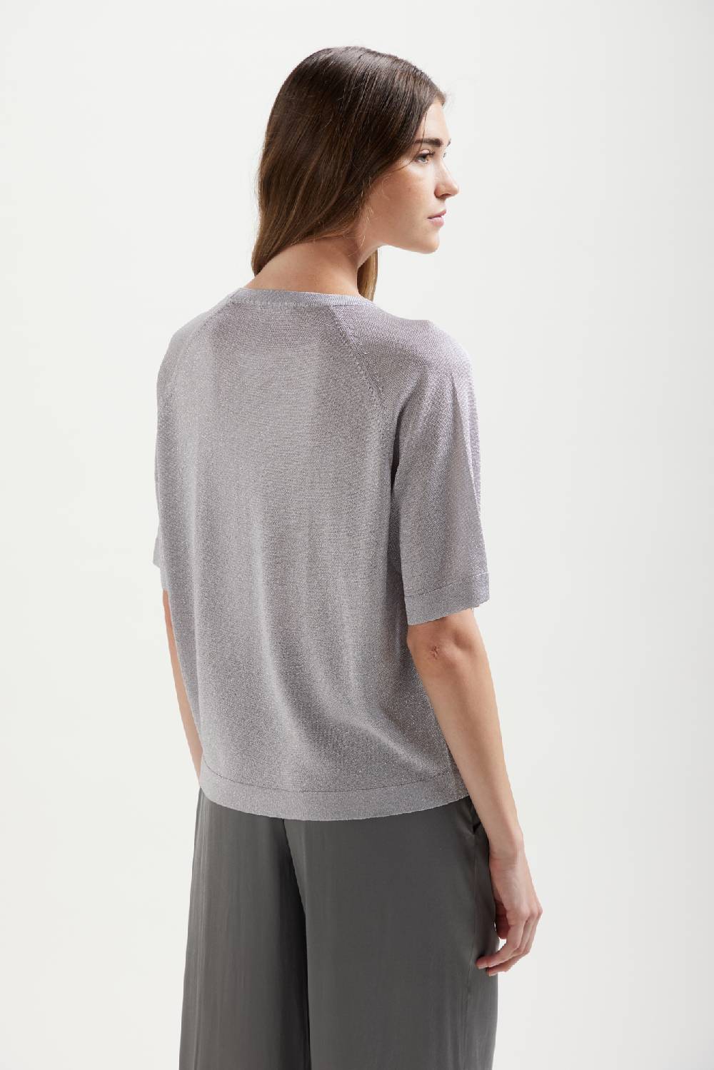 Kangra Cashmere Girocollo Raglan In Lurex Manica Gomito 2025