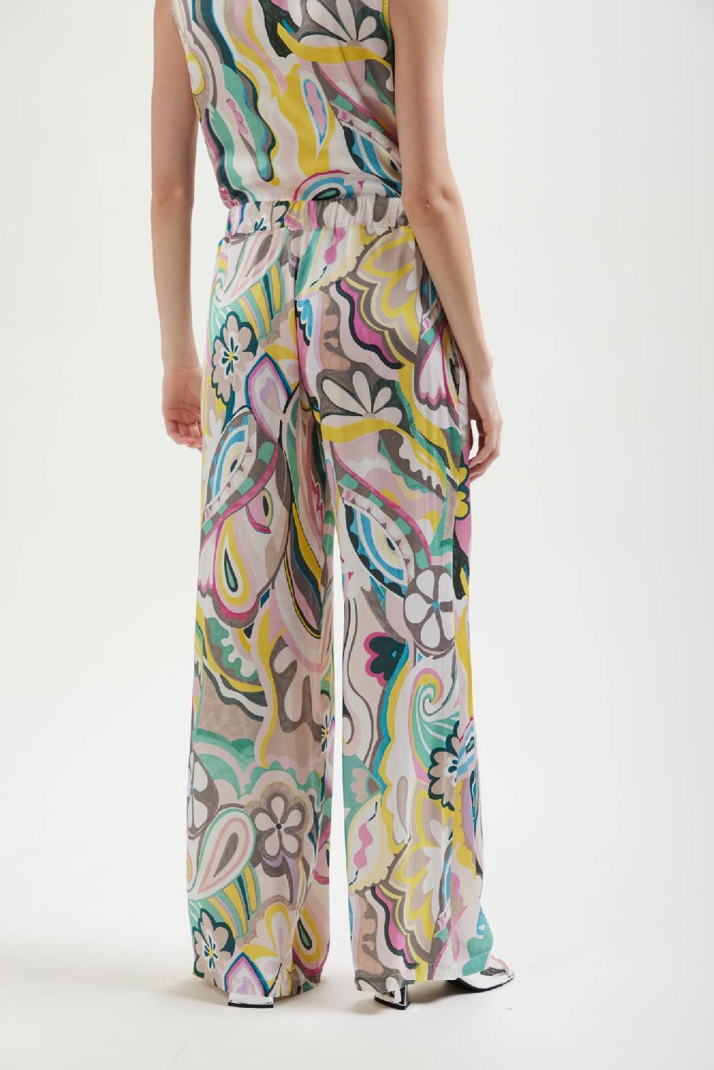 Kangra Cashmere Pantalone Palazzo Stampato Con Tasche In Viscosa Vendita