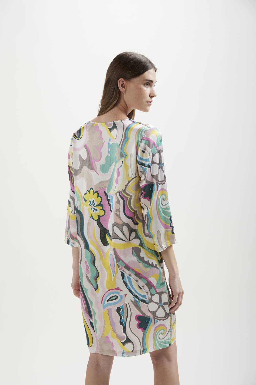 Kangra Cashmere Abito Linea Uovo Stampato In Viscosa Promozione