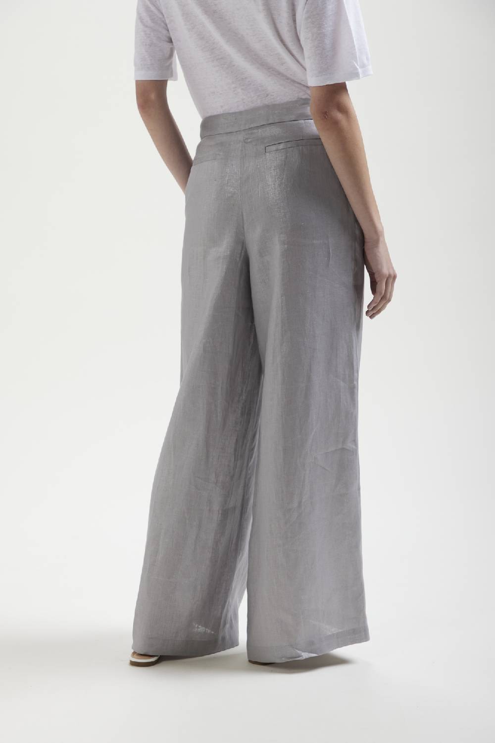 Kangra Cashmere Pantalone Largo In Tela Di Lino Pezzi Unici