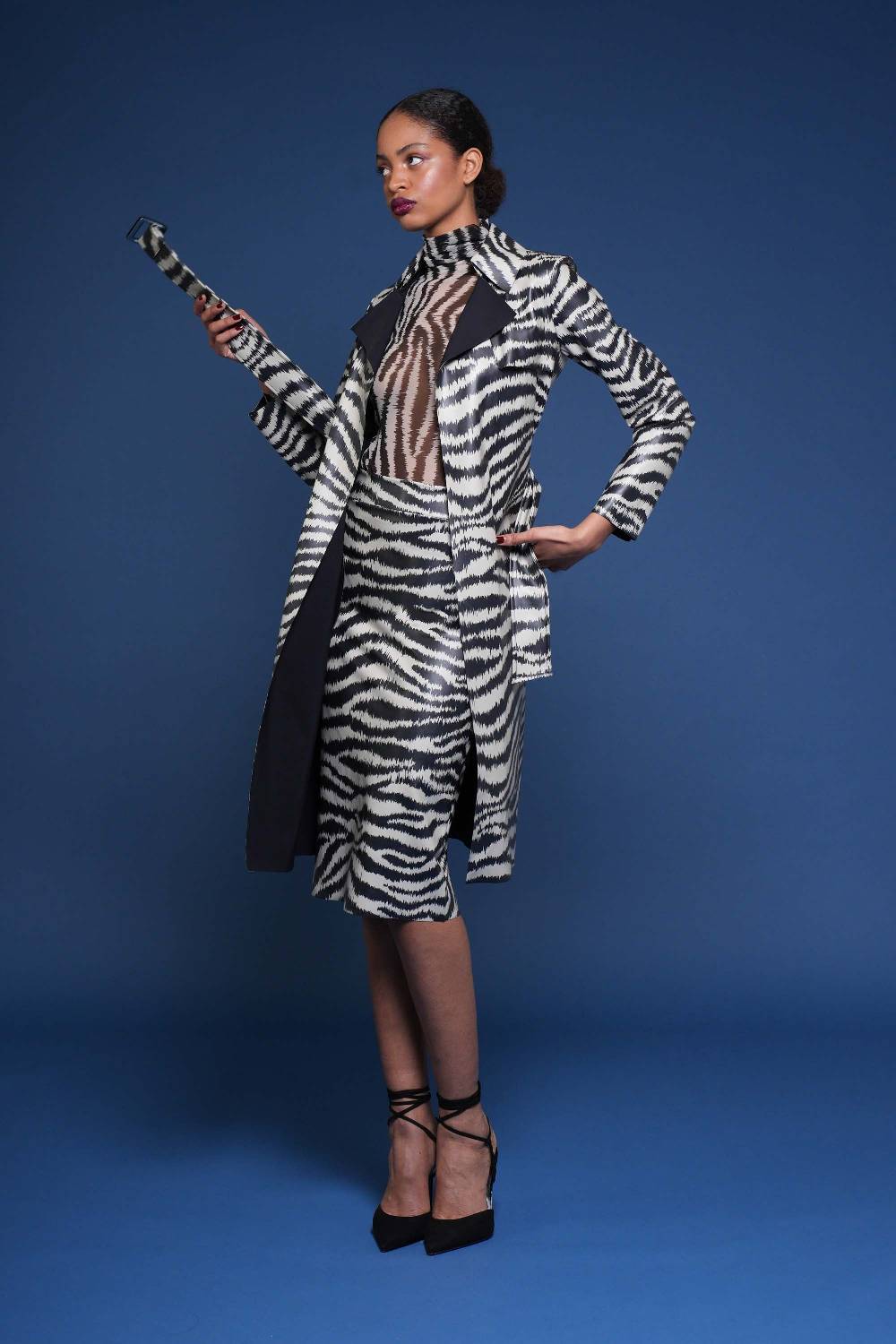 La Petite Robe Di Chiara Boni paduret printed faux-leather dustercoat Economico