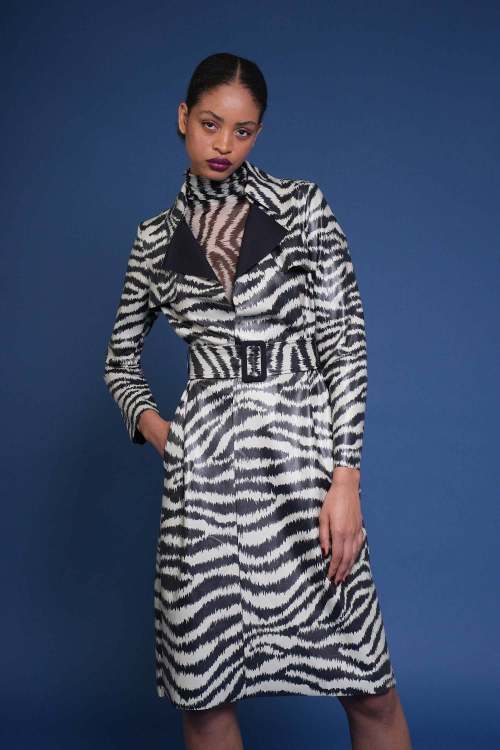 La Petite Robe Di Chiara Boni paduret printed faux-leather dustercoat Economico
