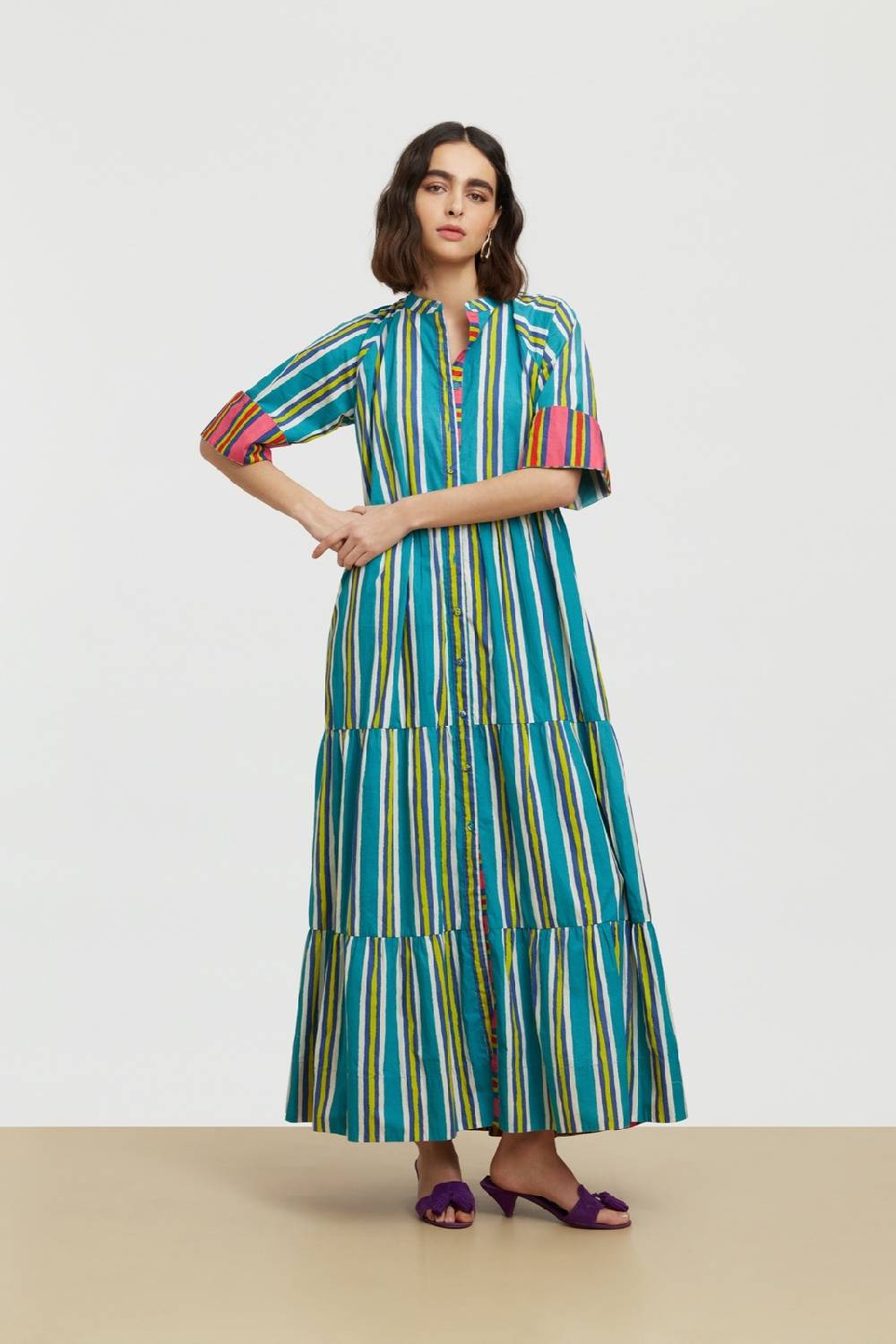 Lisa Corti abito rambagh crazy stripes peacock Shopping Online