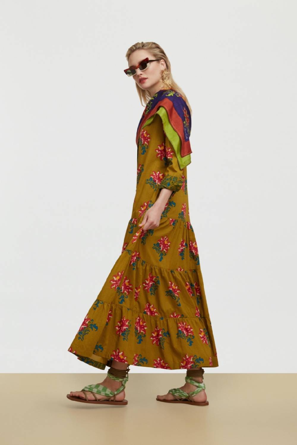 Lisa Corti abito tulsi tangeri rose olive green Sconto