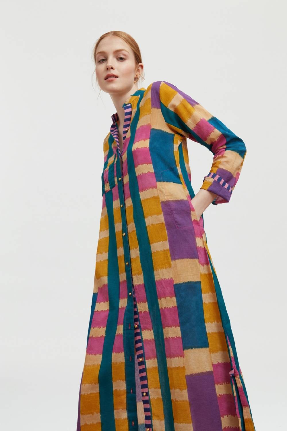 Lisa Corti kurta lunga aperta ankara mustard Hotsell