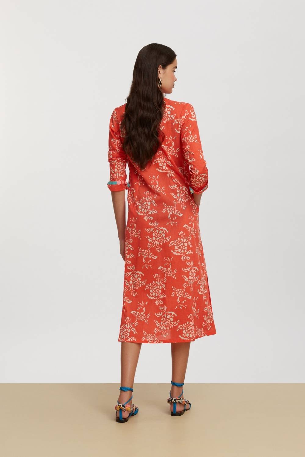 Lisa Corti kurta lunga aperta kandem design coral Vendita Calda