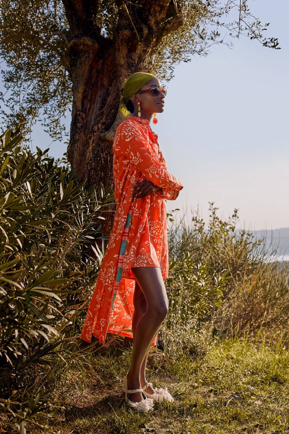 Lisa Corti kurta lunga aperta kandem design coral Vendita Calda