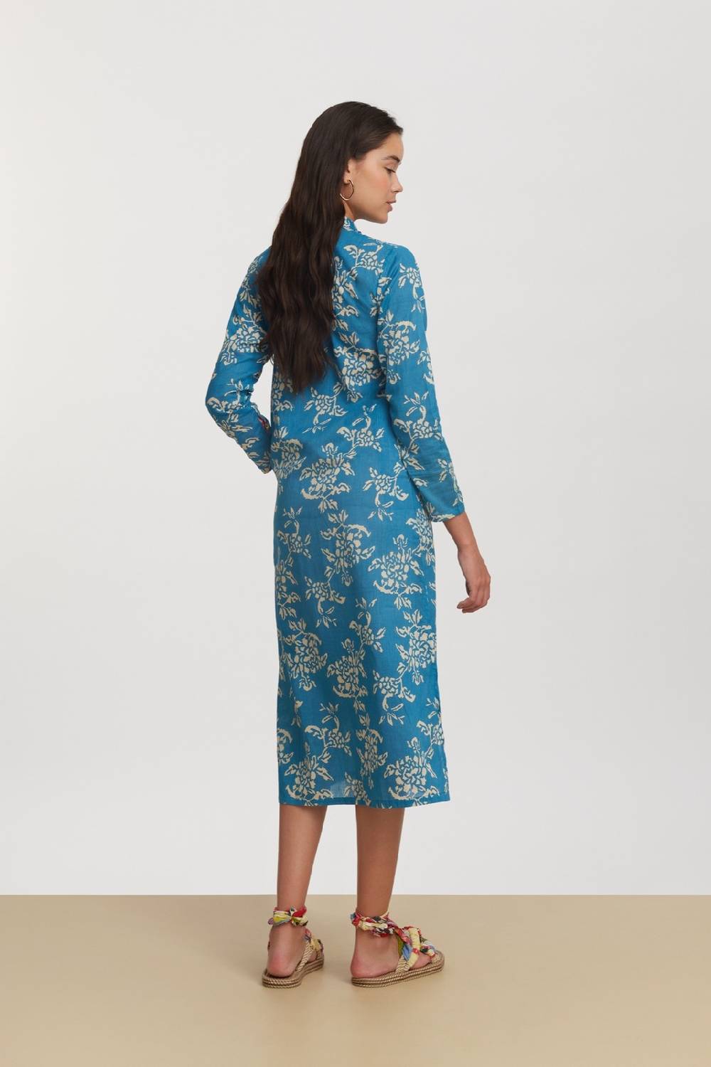Lisa Corti kurta lunga aperta kandem design turquoise Saldi Di Fabbrica