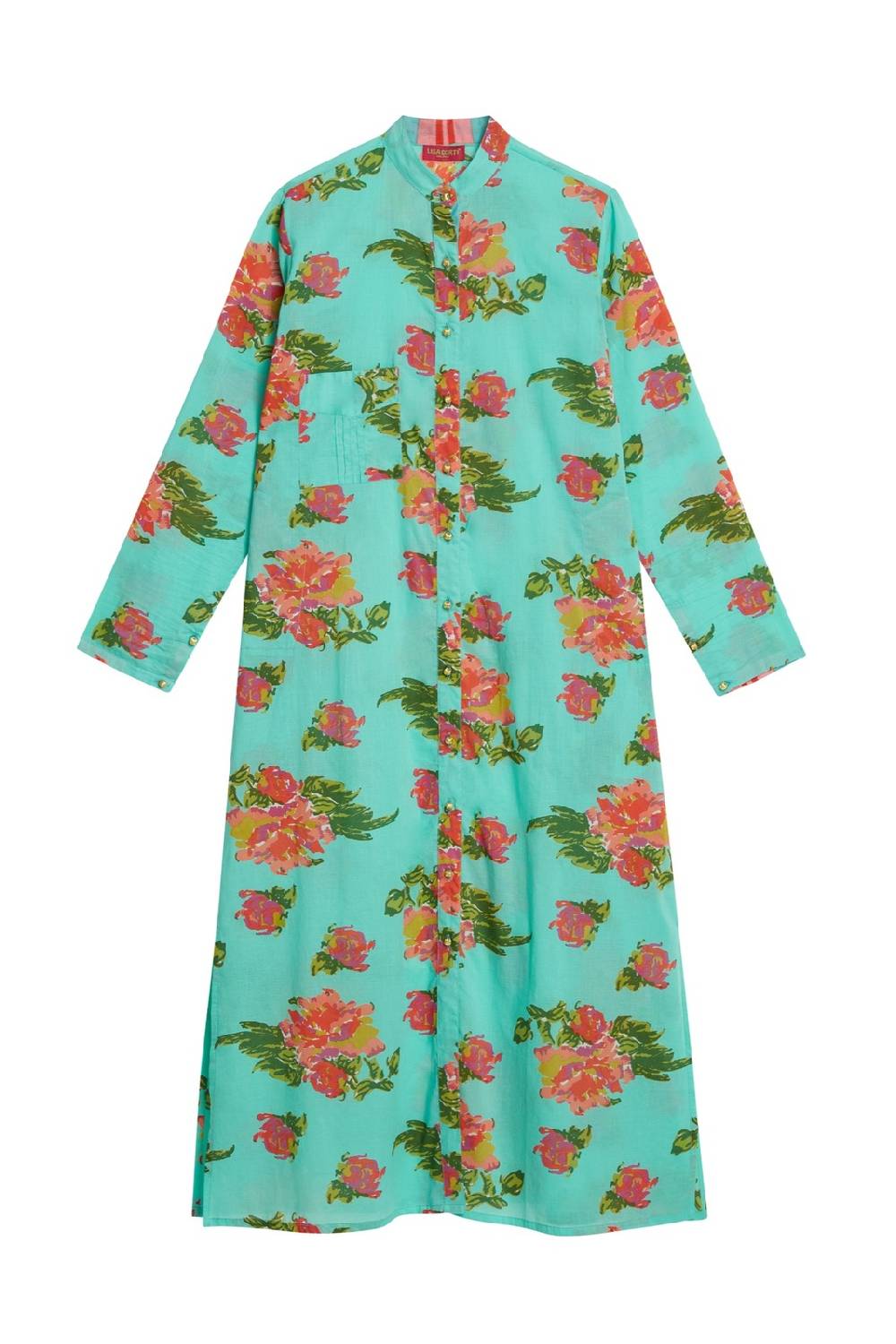 Lisa Corti kurta lunga aperta azhar flower aqua Vendite Flash