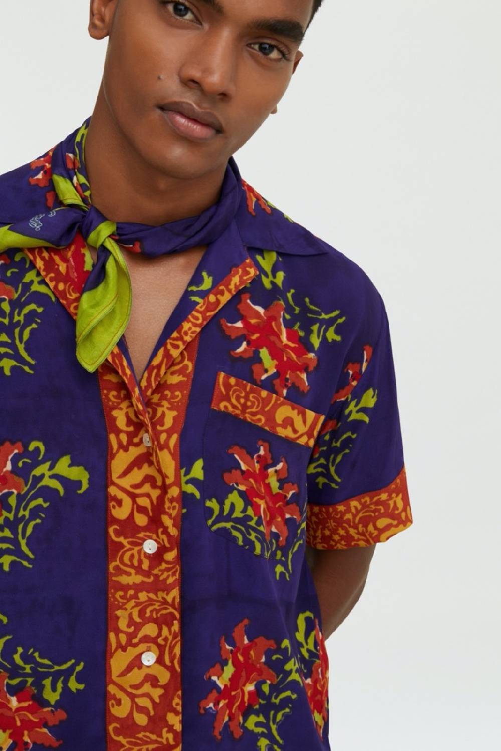 Lisa Corti camicia foulard tangeri flower purple Qualità