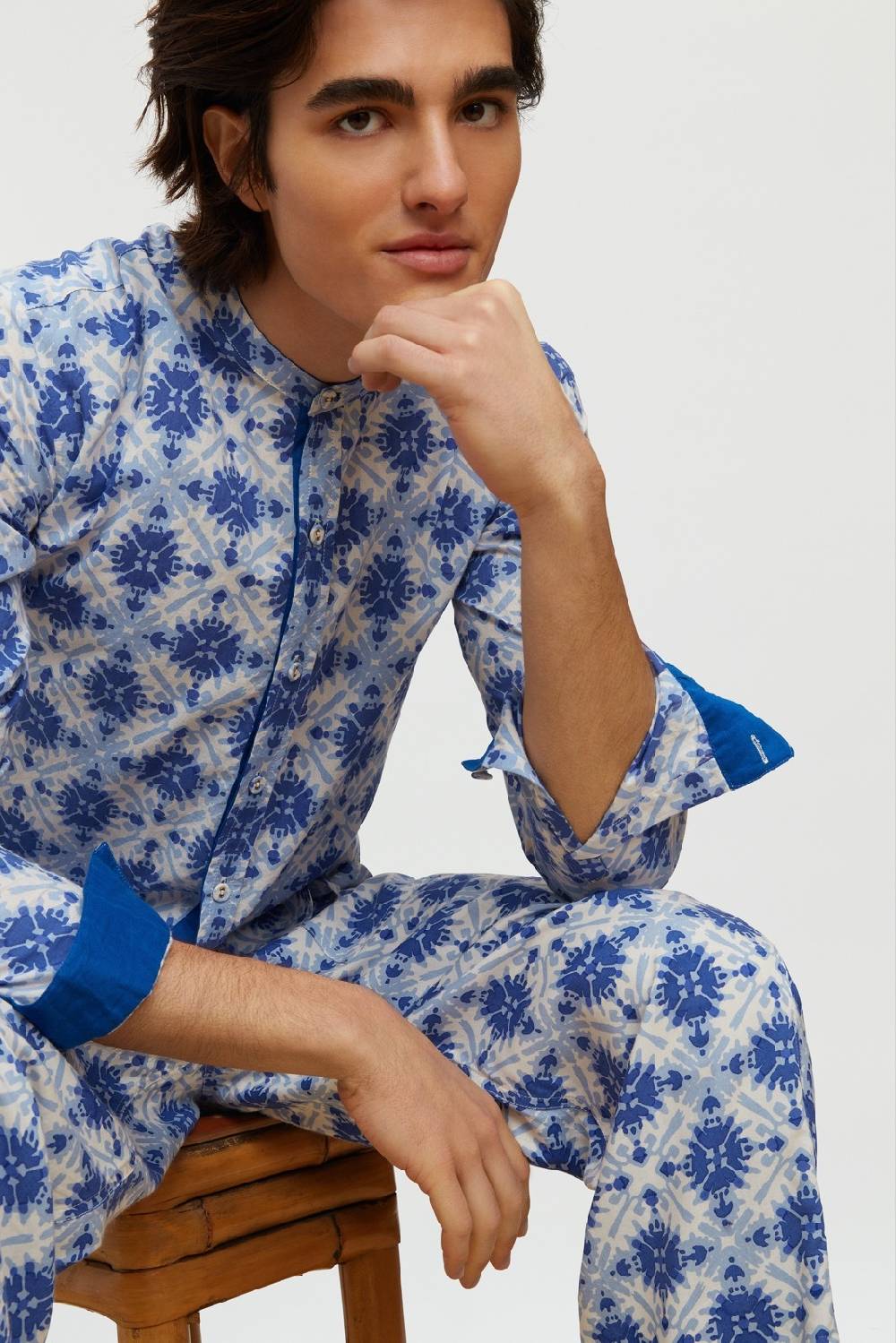 Lisa Corti camicia santorini morocco design blue Sconto