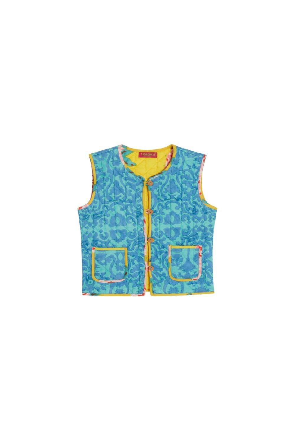 Lisa Corti gilet bambino damask design blue In Vendita