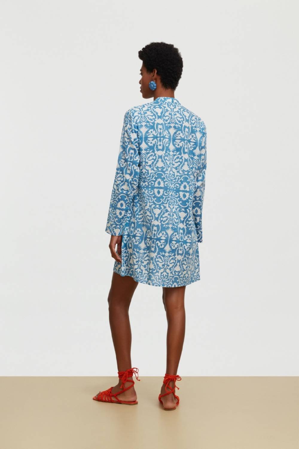 Lisa Corti kurta corta damask design white blue Negozi Online