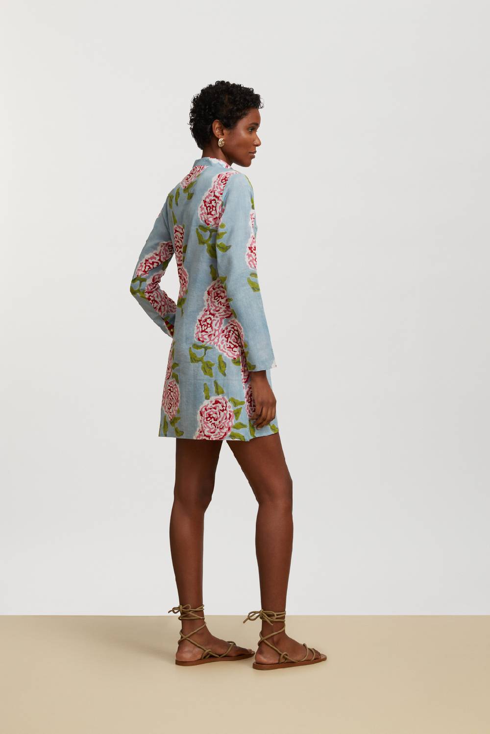 Lisa Corti kurta corta leopard flower sky light blue Affare Del Giorno