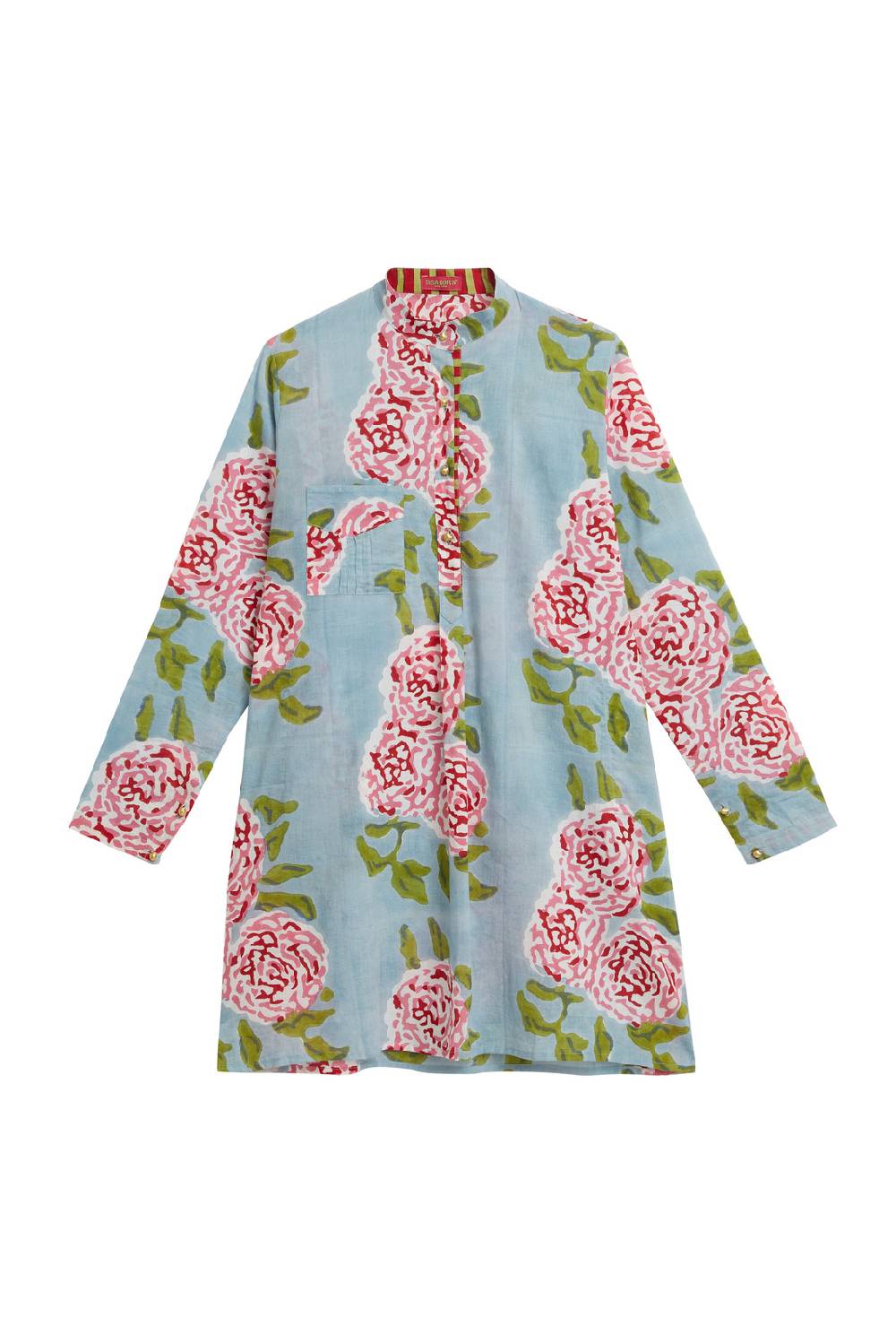 Lisa Corti kurta corta leopard flower sky light blue Affare Del Giorno