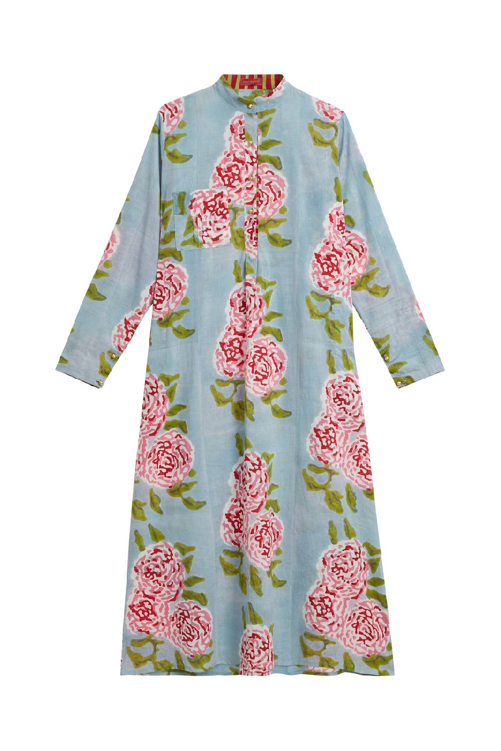 Lisa Corti kurta lunga leopard flower sky light blue Sottocosto