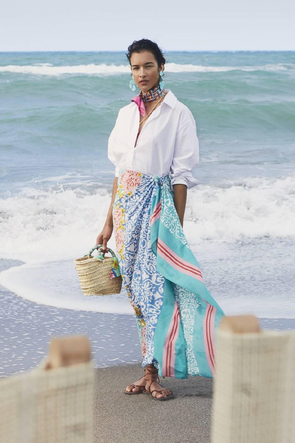 Lisa Corti borsa mercato in paglia aqua -rebecca de ravenel x lisa corti Economico