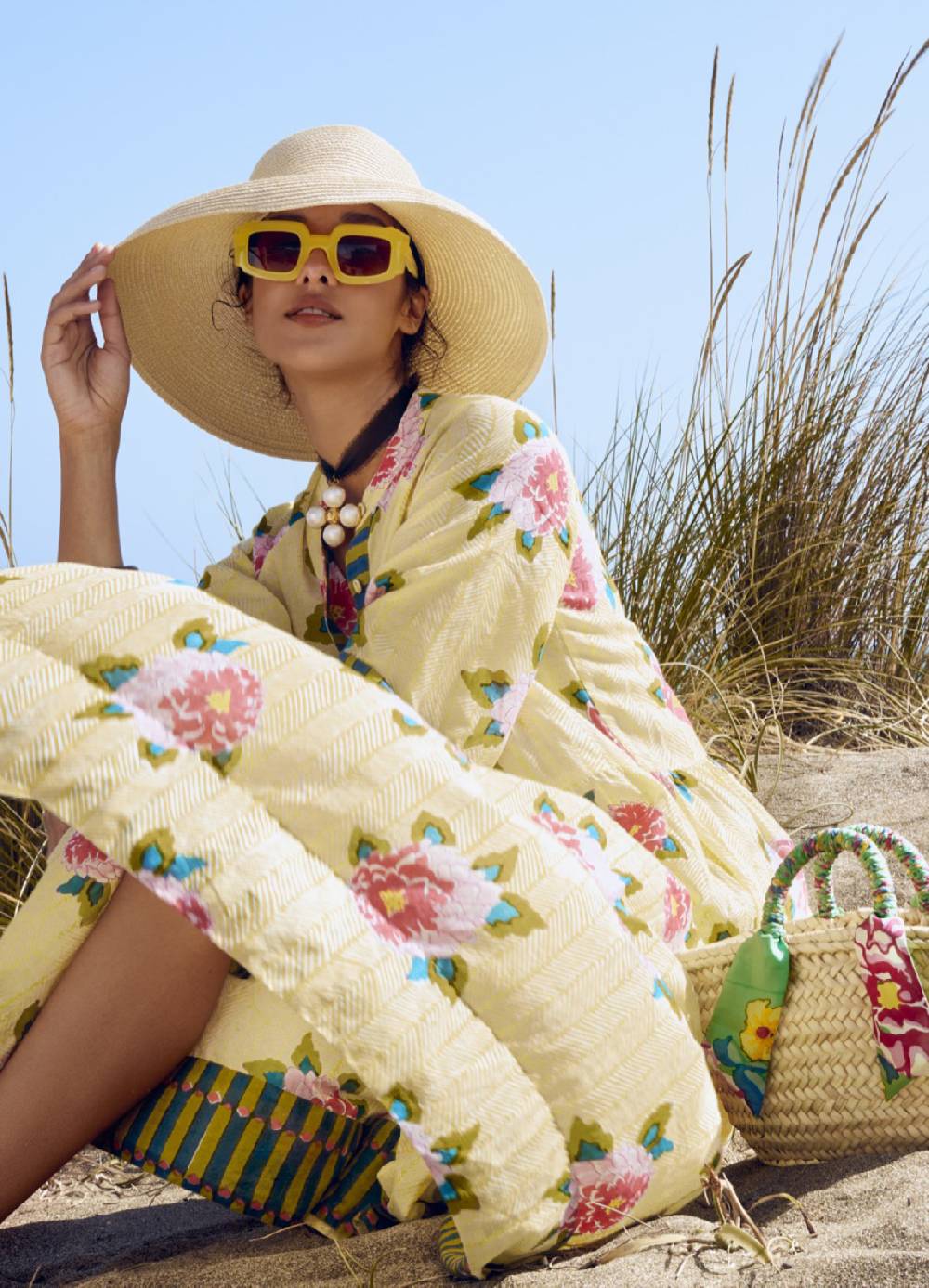 Lisa Corti borsa mercato in paglia aqua -rebecca de ravenel x lisa corti Economico