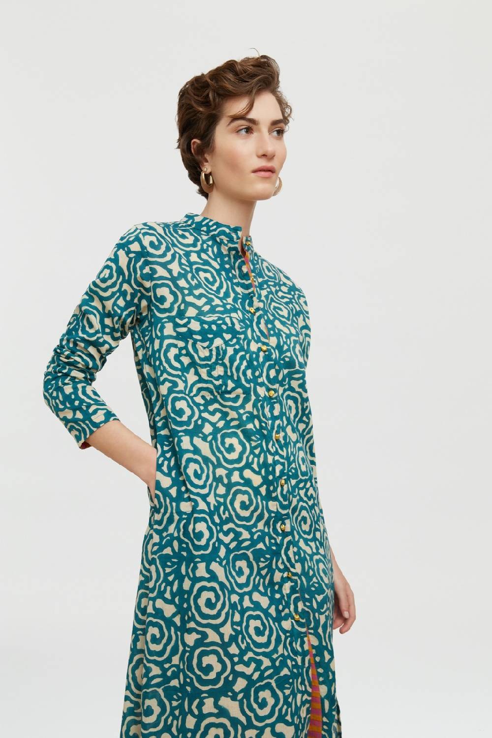 Lisa Corti kurta lunga aperta spiral peacock natural Online
