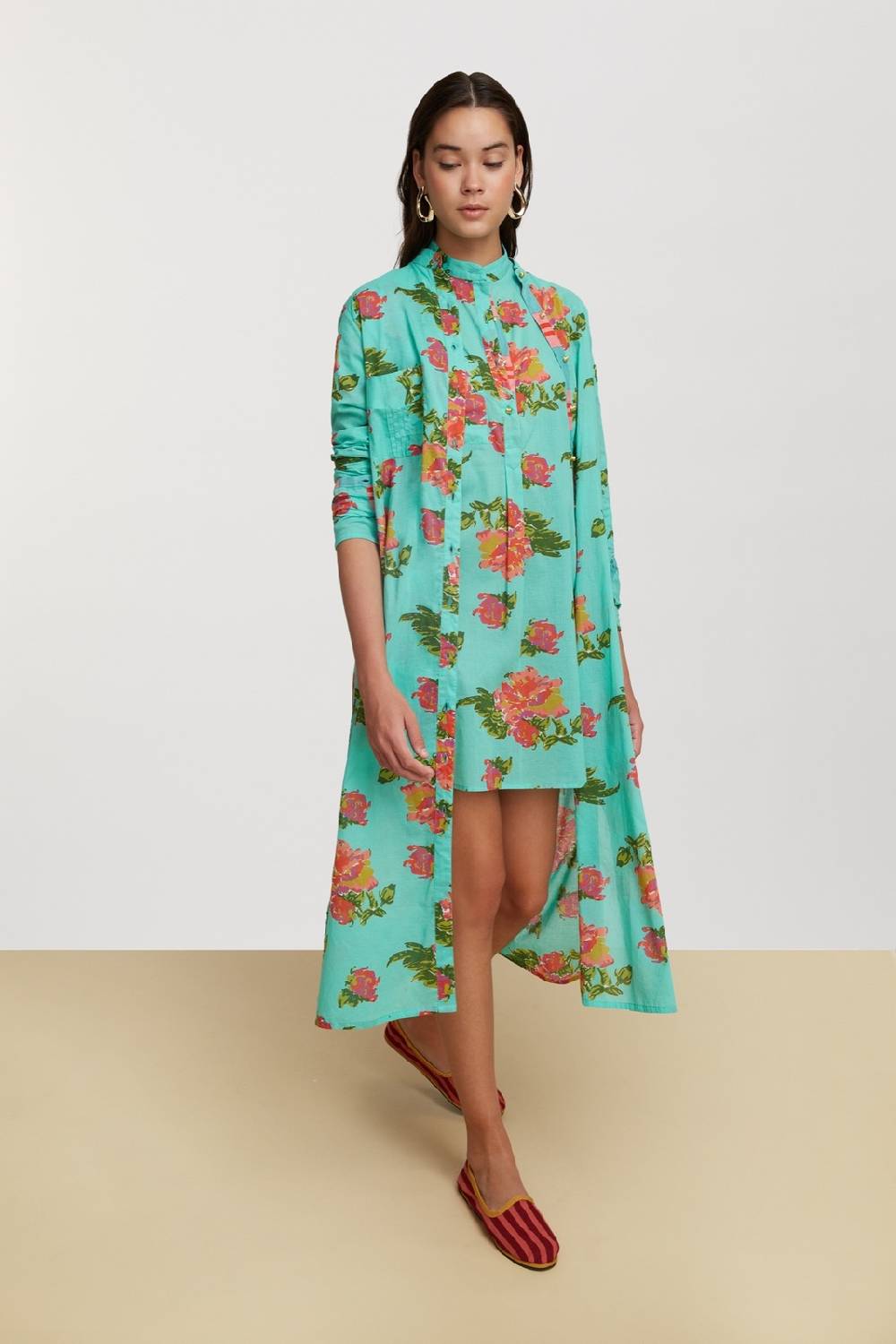 Lisa Corti kurta corta azhar flower aqua In Vendita