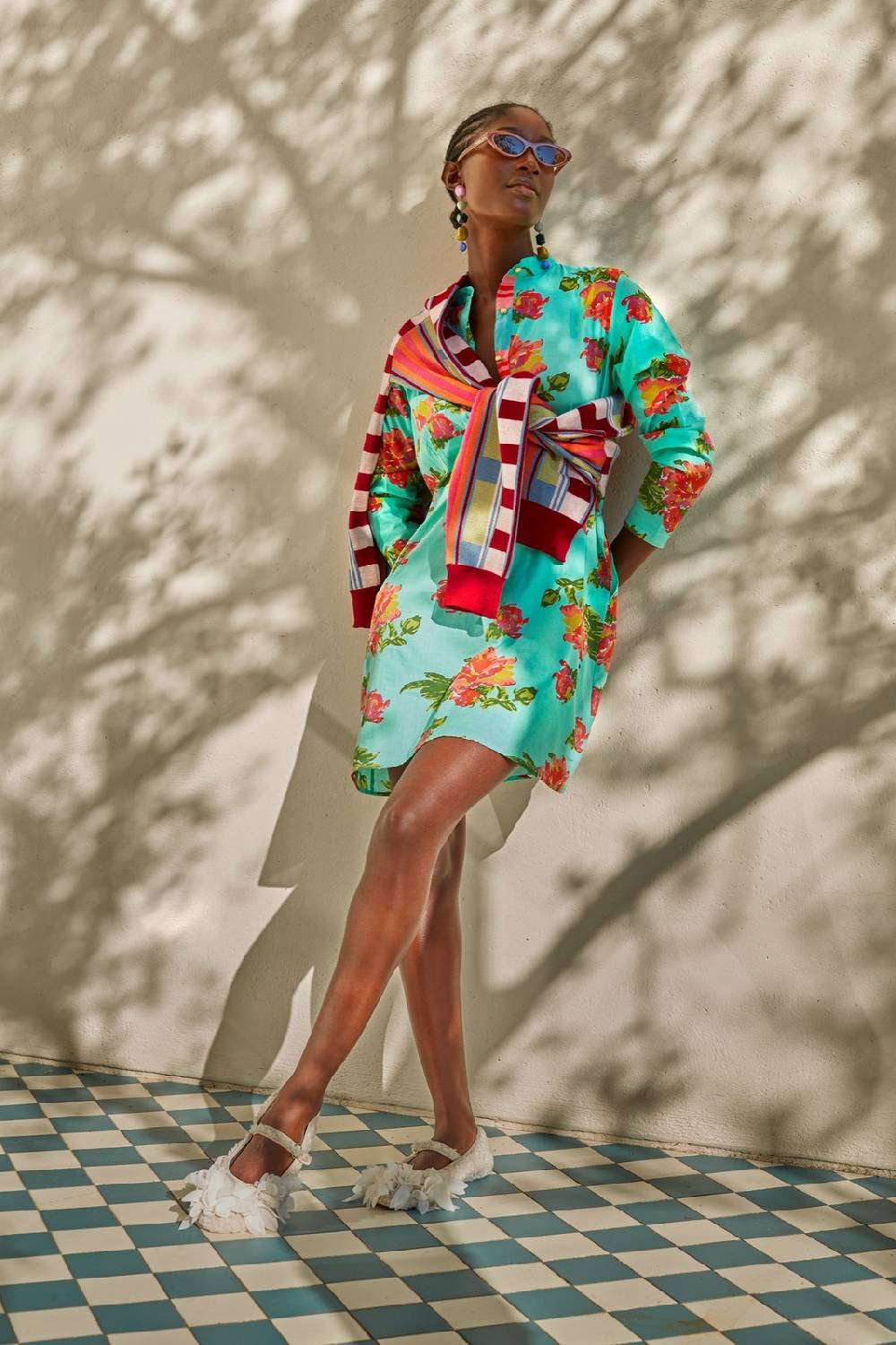 Lisa Corti kurta corta azhar flower aqua In Vendita