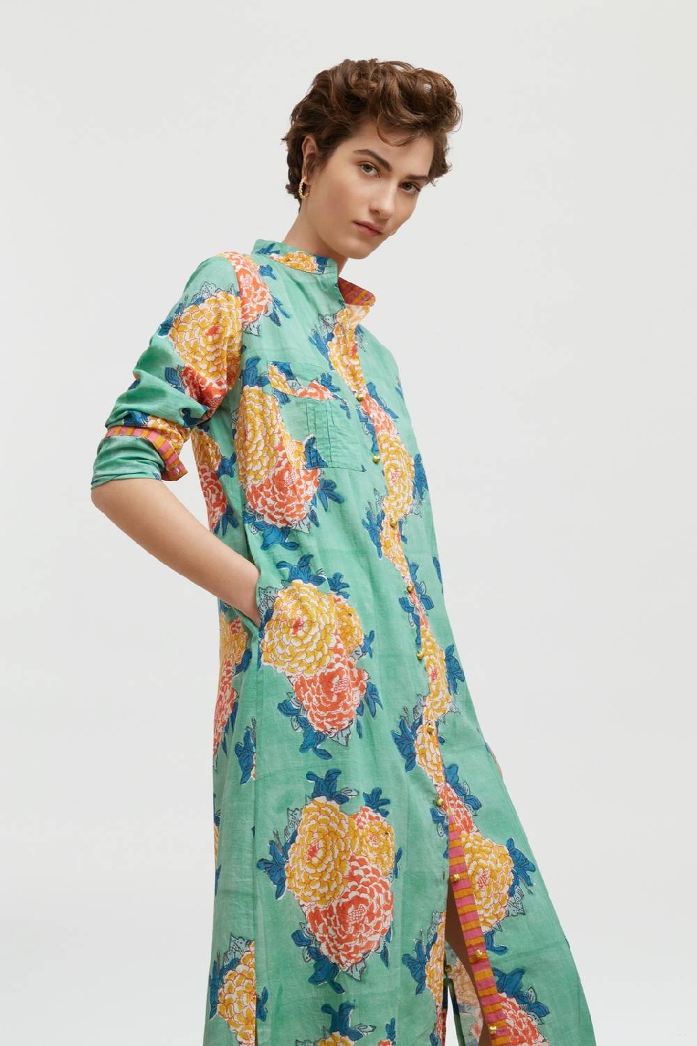 Lisa Corti kurta lunga aperta corolla veronese Vendita Calda