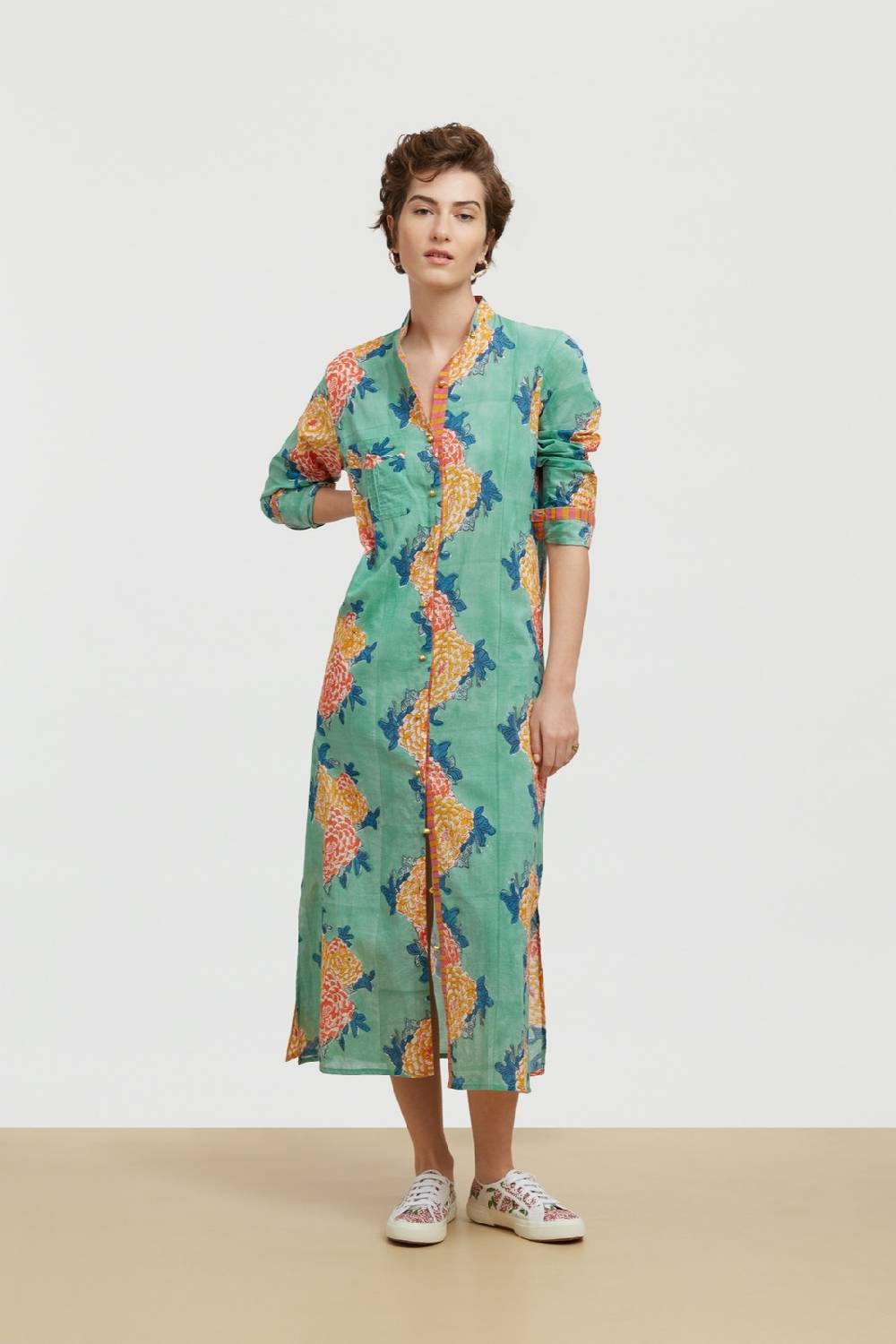 Lisa Corti kurta lunga aperta corolla veronese Vendita Calda