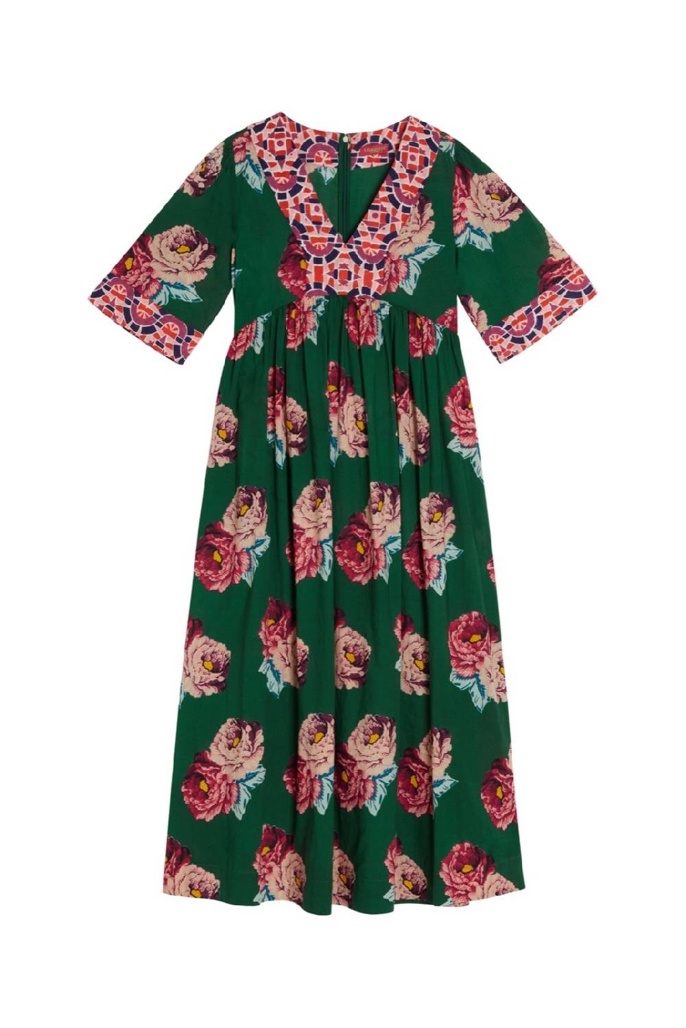 Lisa Corti abito gypsy folk rose green Saldi Di Fabbrica