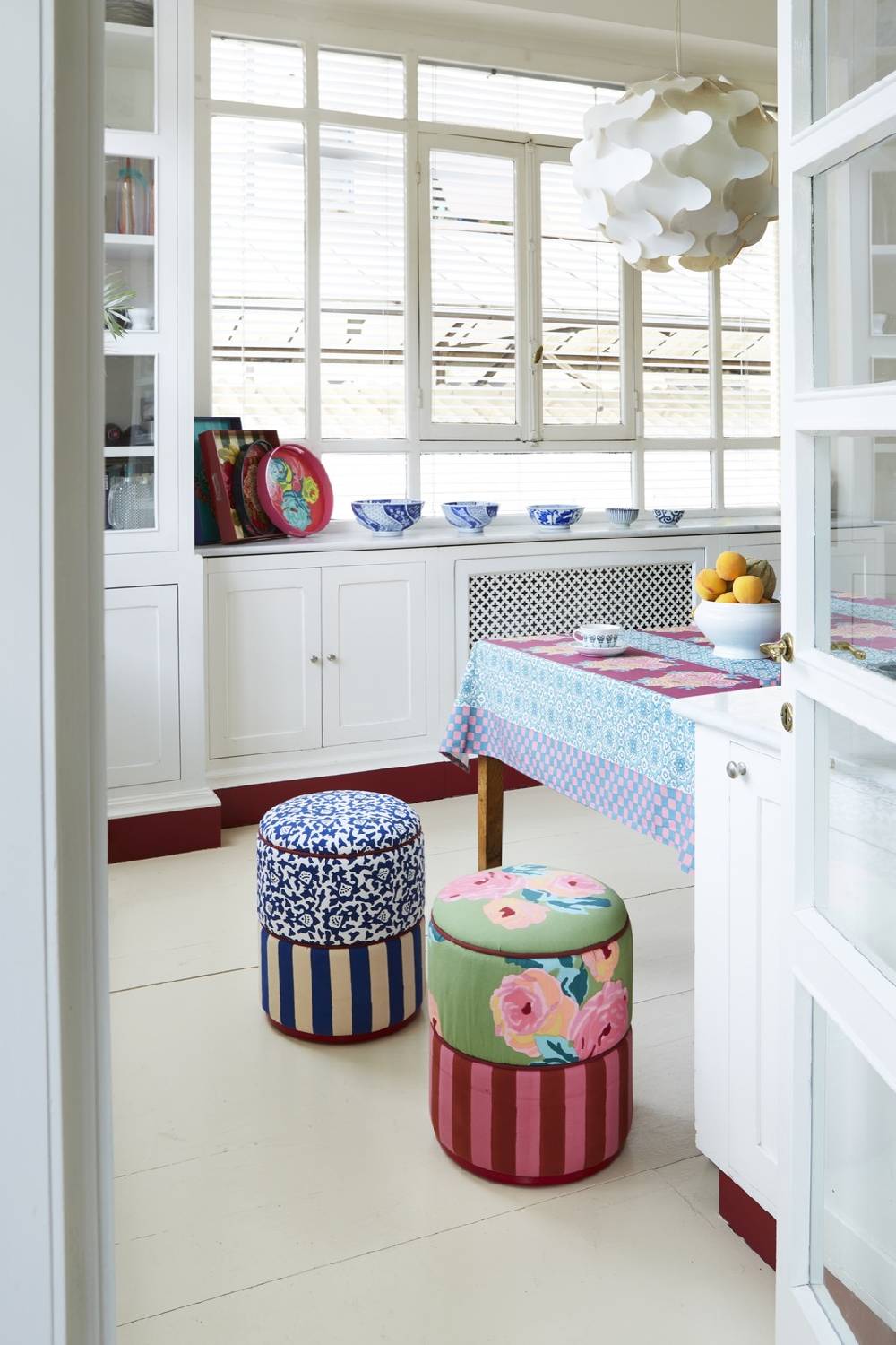 Lisa Corti pouf arabesque blue stripes blue natural Promozione