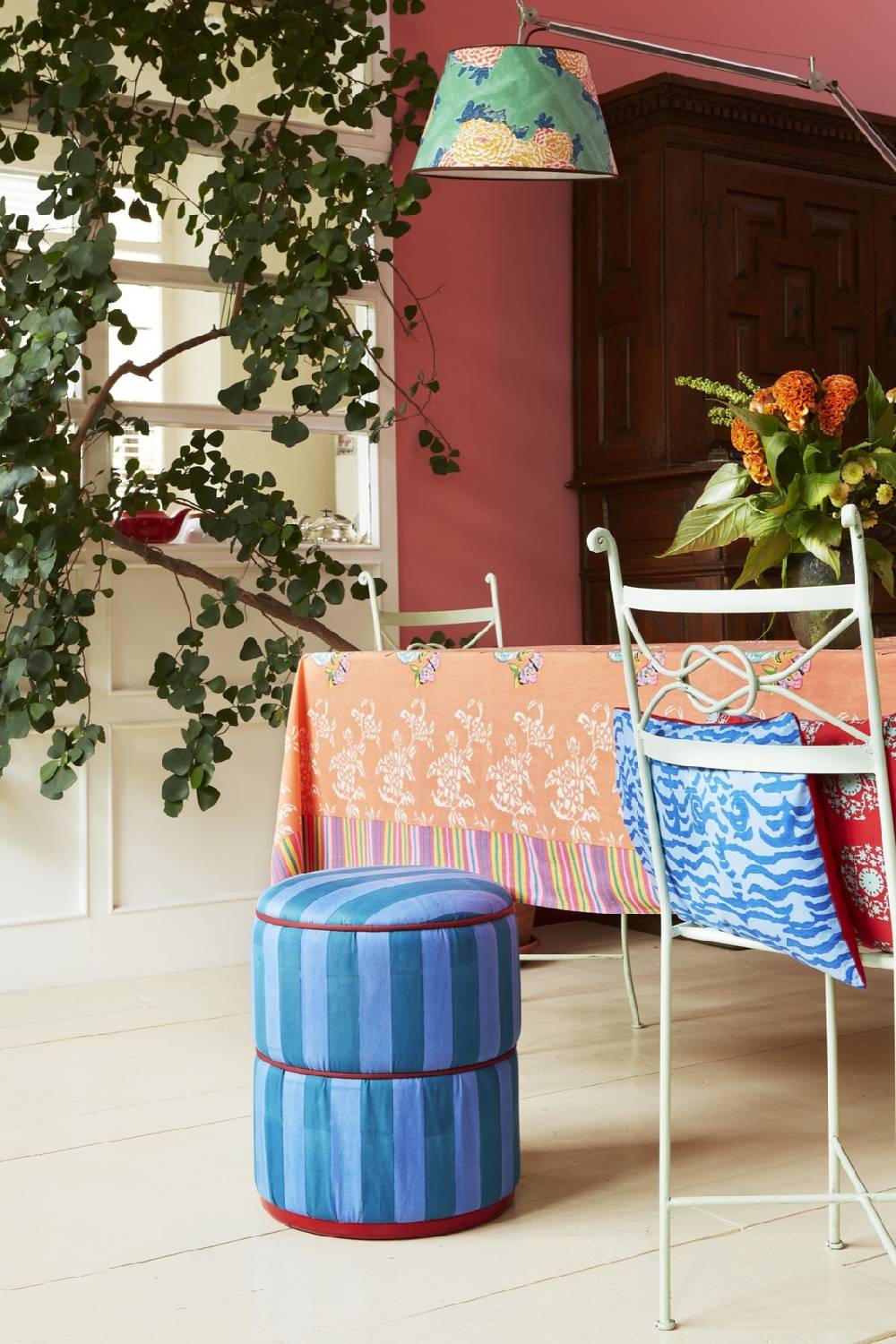 Lisa Corti pouf stripes ferozi sugar Qualità Garantita