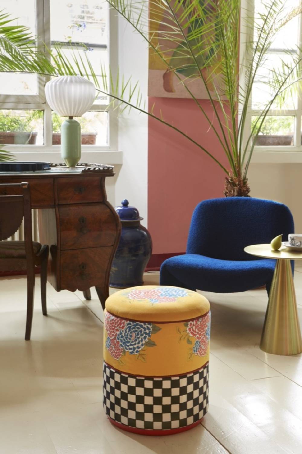 Lisa Corti pouf corolla gold big check black white Acquista Ora