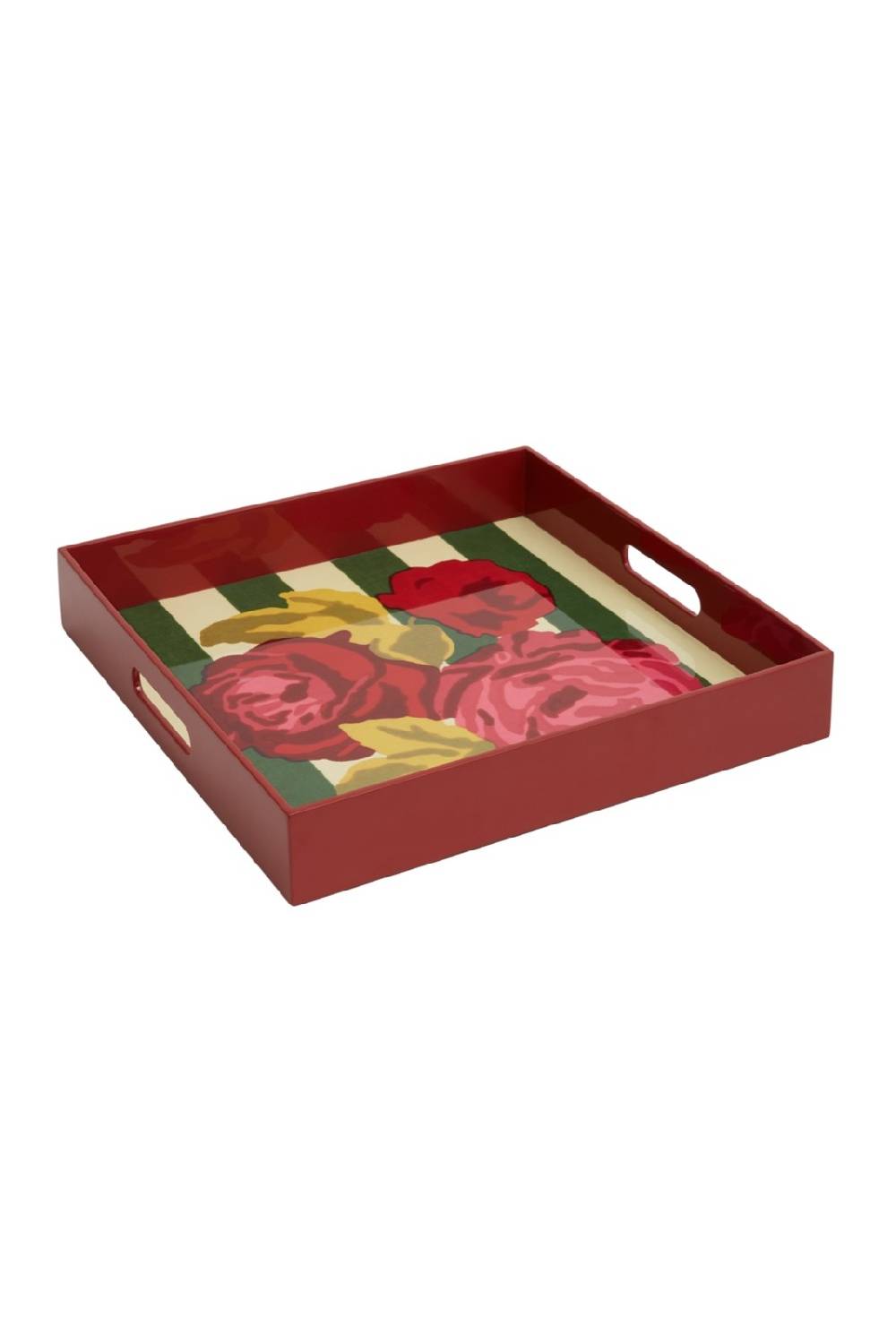 Lisa Corti vassoio quadrato nizam stripes green natural Fino Al -60%