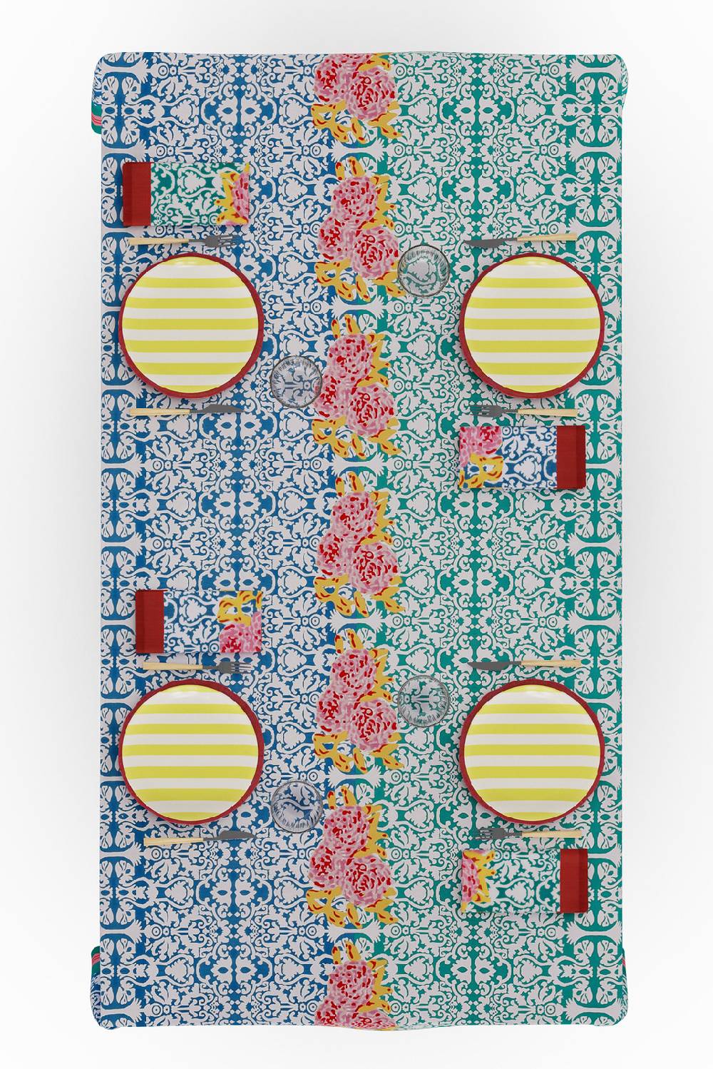 Lisa Corti telo cotone 140x240cm dam dam veronese blue Convenienza
