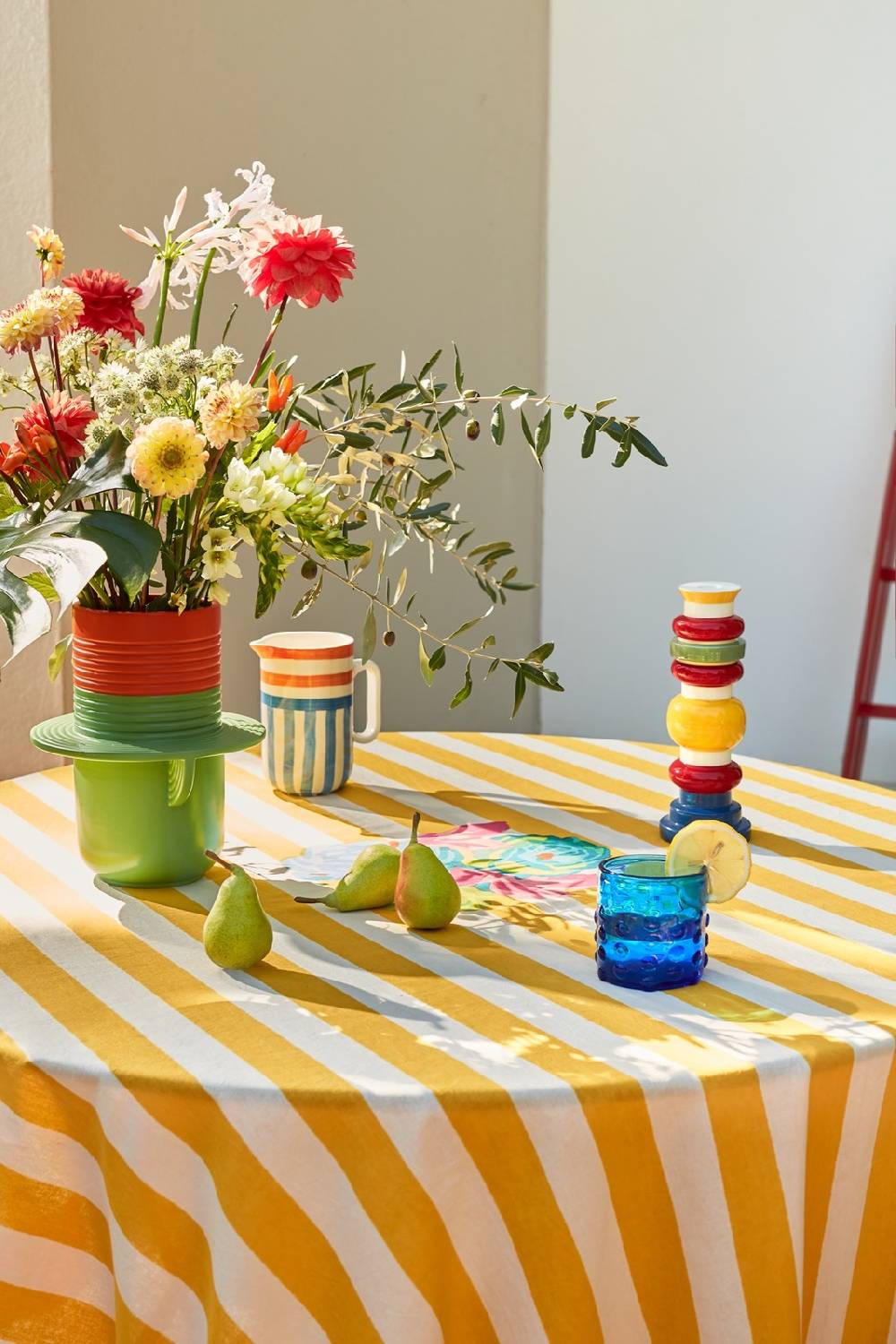 Lisa Corti telo cotone 140x240cm la veste x lisa corti nizam stripes sun yellow natural Novità