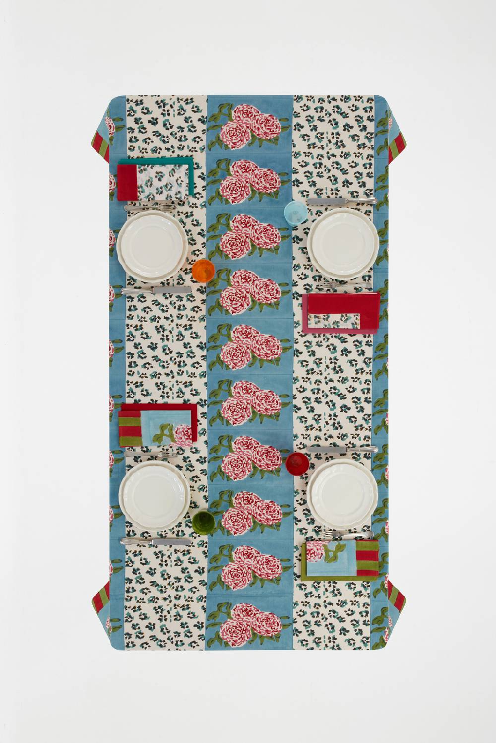 Lisa Corti telo cotone 180x270cm leopard stripes sky In Vendita