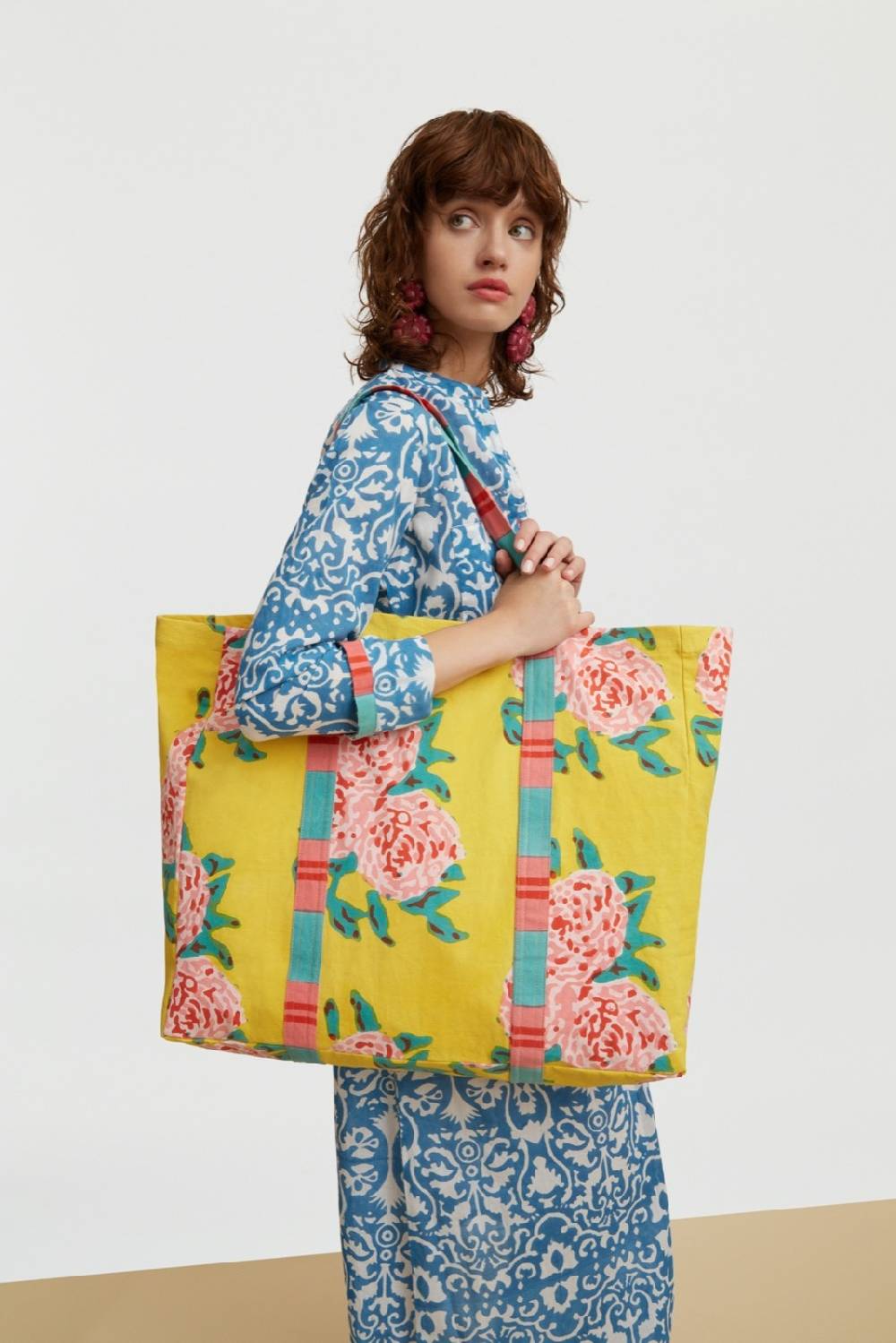 Lisa Corti borsa shopping leopard flower yellow 2025