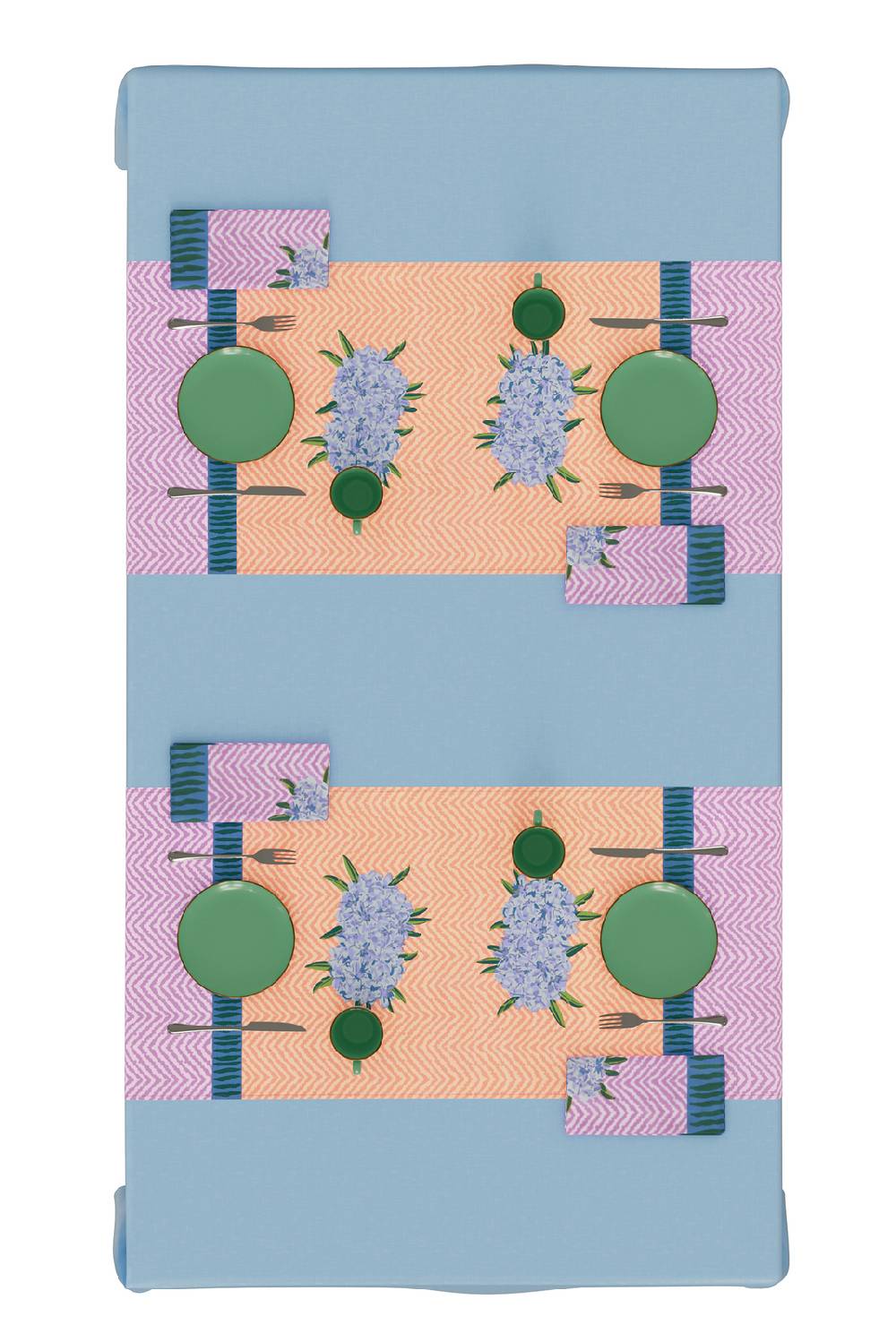 Lisa Corti tovaglietta doppia cotone 50x150cm oleander lilac Shopping Online